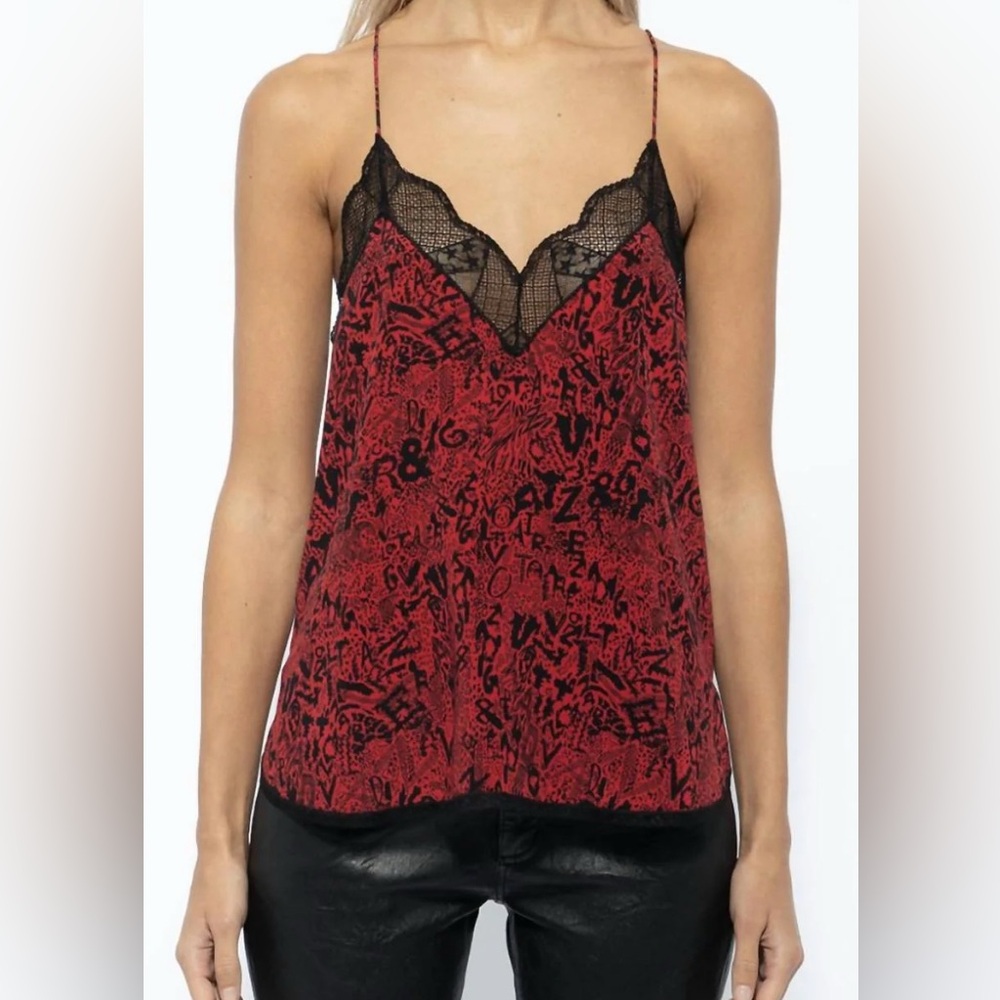 Zadig & Voltaire Red Lace Graphic Camisole